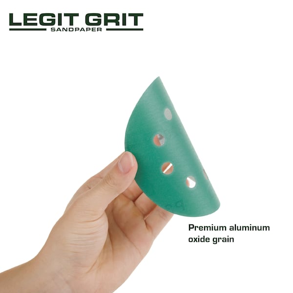 Legit Grit 5 inch Sand paper Disc, 8-Hole, 320 Grit, 50PK - LG5-8320-50