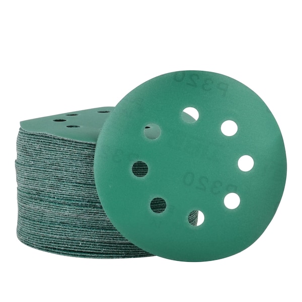 Legit Grit 5 inch Sand paper Disc, 8-Hole, 320 Grit, 50PK - LG5-8320-50