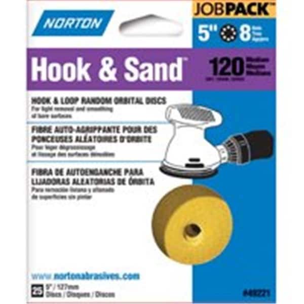 Norton Co Norton 49221 5 In. Hook & Sand Disc 8 Hole 120 Grit - 3308889