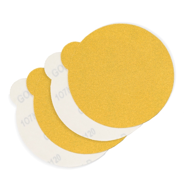 Cgw Abrasives Sanding Disc, PSA, 5,320G, DWT, Gld, Mylar, 5" Dia, No Hole, Aluminum Oxide, P320 Grit - 49800