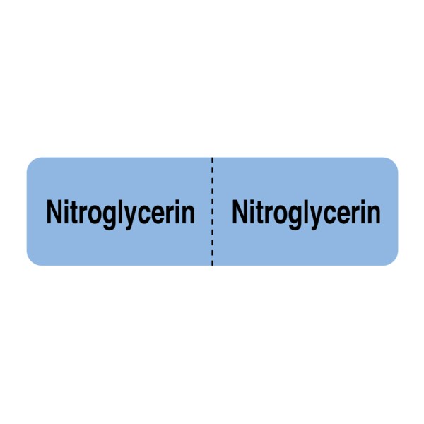 Nevs IV Drug Line Label - Nitroglyercin/Nitroglyercin 7/8" x3" Blue w/Black - N-2485