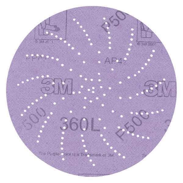 3M Hook-and-Loop Sanding Disc, 3" Dia, Multi-Hole, Aluminum Oxide, P500 Grit, Open Coat Type, 360L - 60440140923