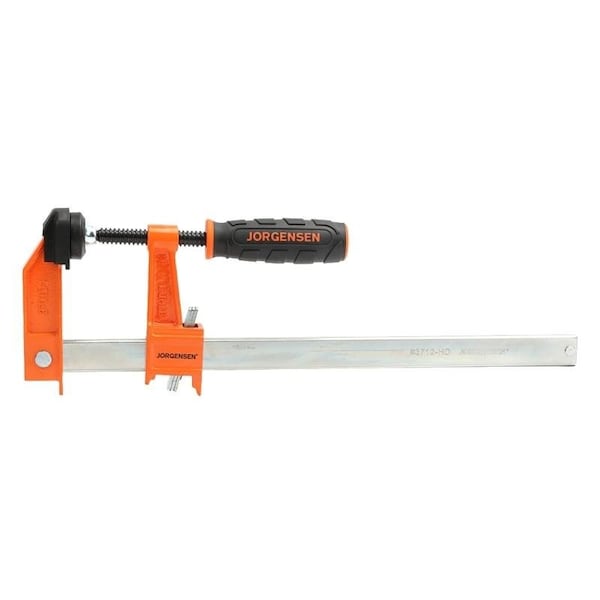 Jorgensen HeavyDuty Bar Clamp, 1000 lb, 12 in Max Opening Size, 3 in D Throat, Steel Body - 3712-HD