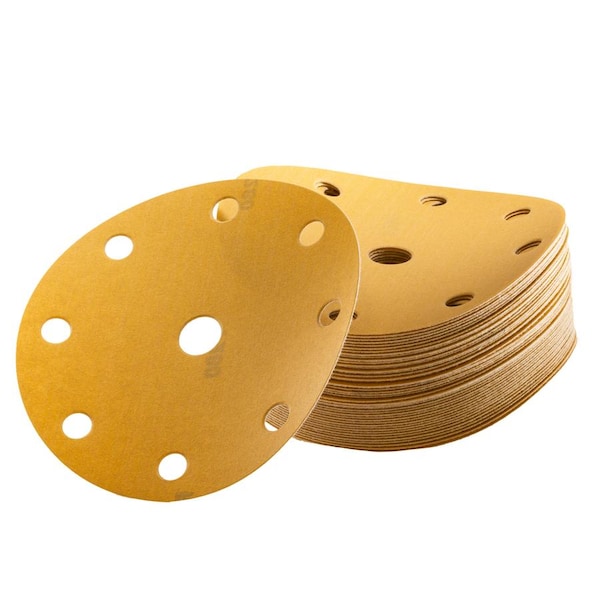Uneeda 6 in Dia, 9 holes, Aluminum Oxide, 320 Grit, Coated Type - M-168834