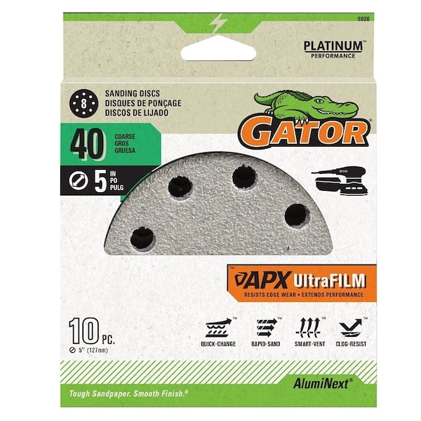 Gator DISC SANDING 8H H&L 40GRIT 5IN - 9020