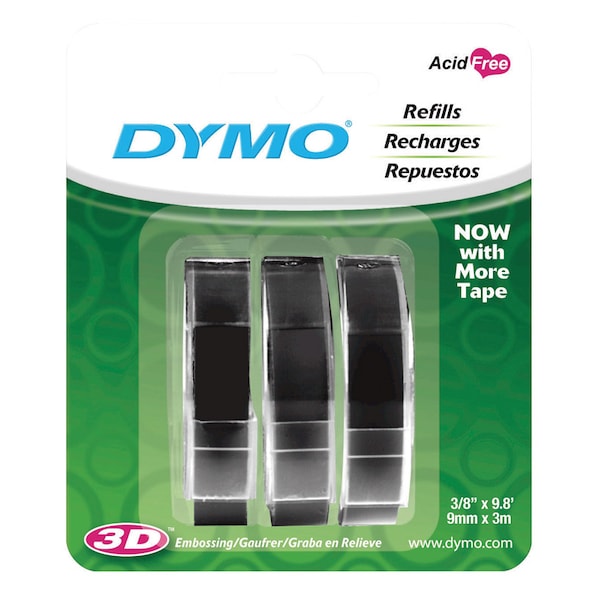 Dymo Dymo Self-Adhesive 3/8 in. W X 9.8 ft. L Black Embossing Label Maker Tape - 1741670