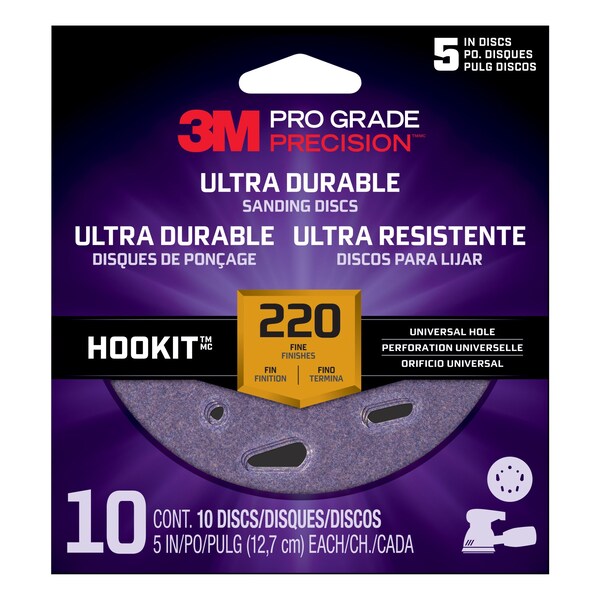 3M 3M Ultra Durable Universal Hole Sanding Disc, 5 IN x UH, 220, 12PK - DUH5220TRI-10T