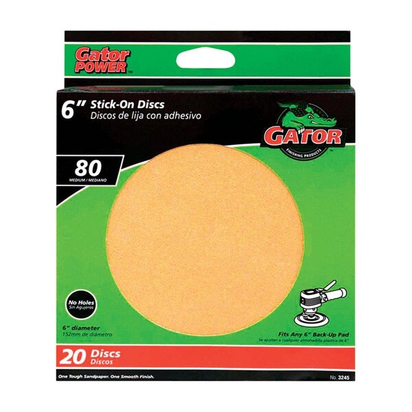 Gator Finishing 3245 6 in. 80 Grit Sand Disc, 5PK - 2411247