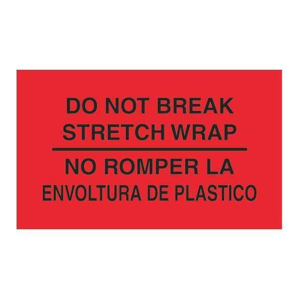 Tape Logic Tape Logic Bilingual Labels, "No Romper La Envoltura De Plastico", 3" x 5", Fluorescent Red, 500/Roll - DL3031