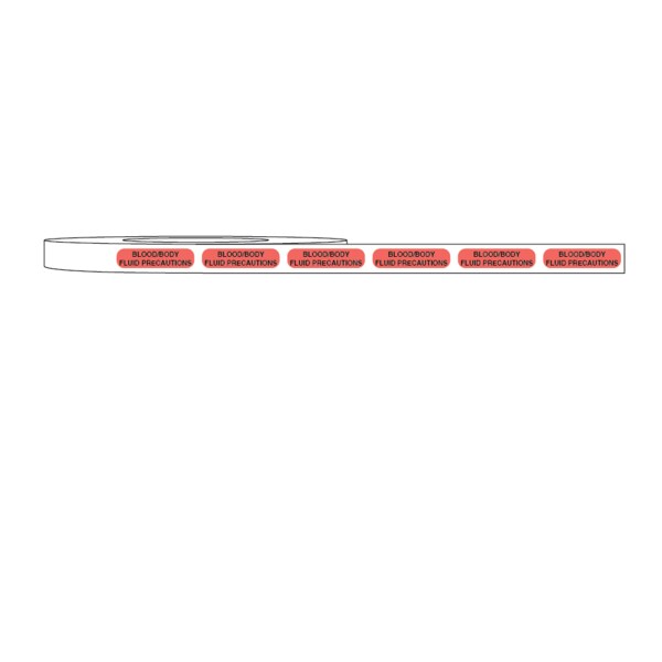 Nevs Label, Blood/Body Fluid Precautions 5/16" x 1-1/4" Flr Red w/ black - L-0407FR