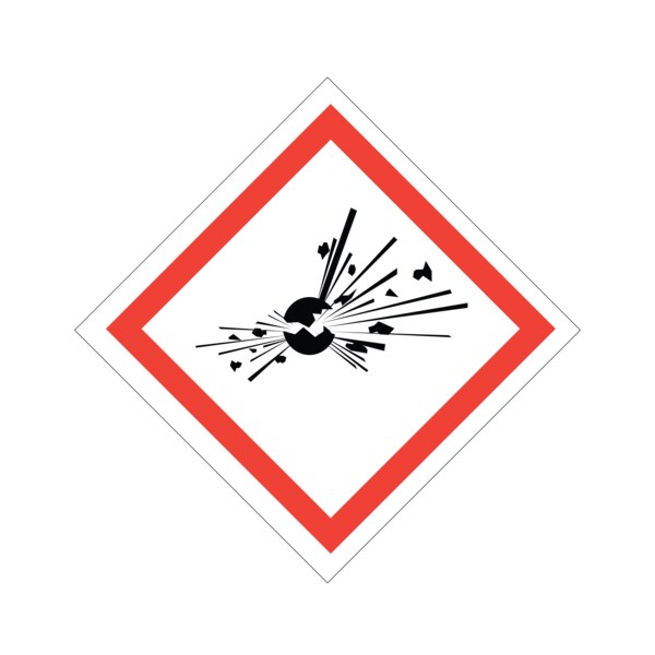 Nevs GHS Pictogram Label - Explosive w/Laminate 10" x 10" - GHS-10-EX