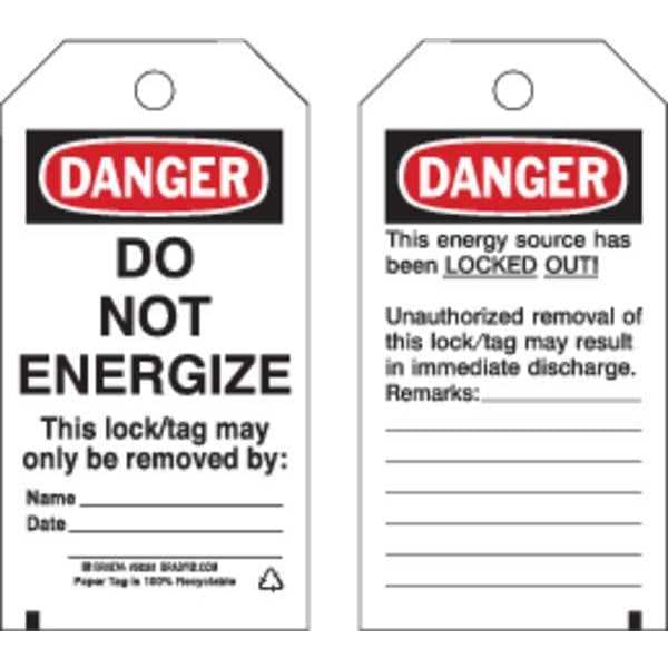 Brady Lockout Tag, 3 x 5-3/4In, Cardstock, PK25 - 50261