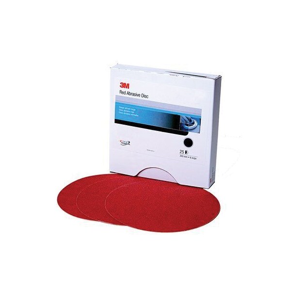 3M 3M Red Abrasive Stikit Disc, 01100, 8 in, P80D, 25 discs per box5, 25PK - 7000119777