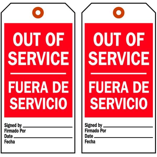 Brady Out Of Svce Bilingual Tag, 3/8 In, PK10, 86405 - 86405