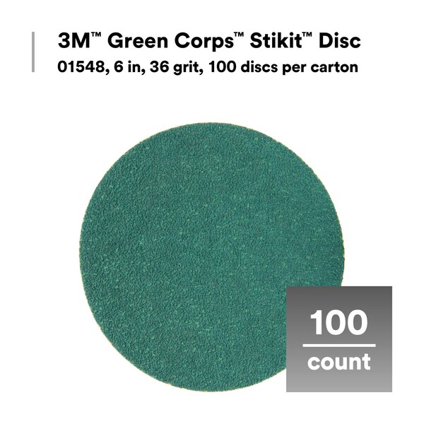 3M 3M Green Corps Production Disc, 01548, 6 in, 36 grit, 5PK - 252U