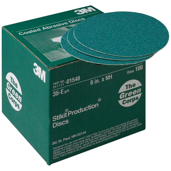 3M 3M Green Corps Production Disc, 01548, 6 in, 36 grit, 5PK - 252U