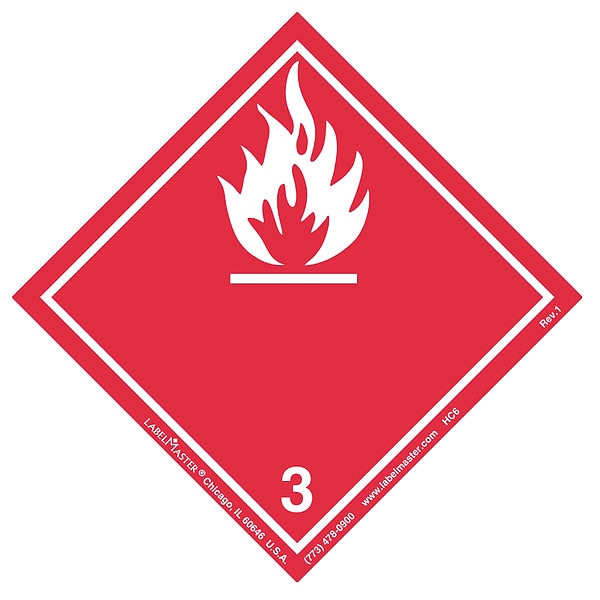 Labelmaster Flammable Liquid Label, 100mmx100mm, 500, HC6 - HC6