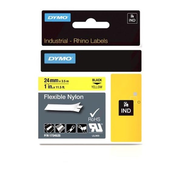 Office Desk 1 in. Flexible Nylon Tape Black on Yellow - OF3684314