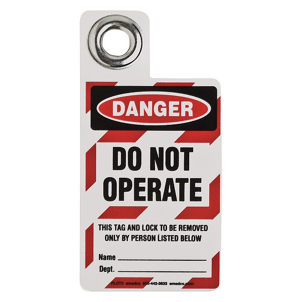 Brady Danger Tag, 3 x 2 In, Bk and R/Wht, Met - 105723