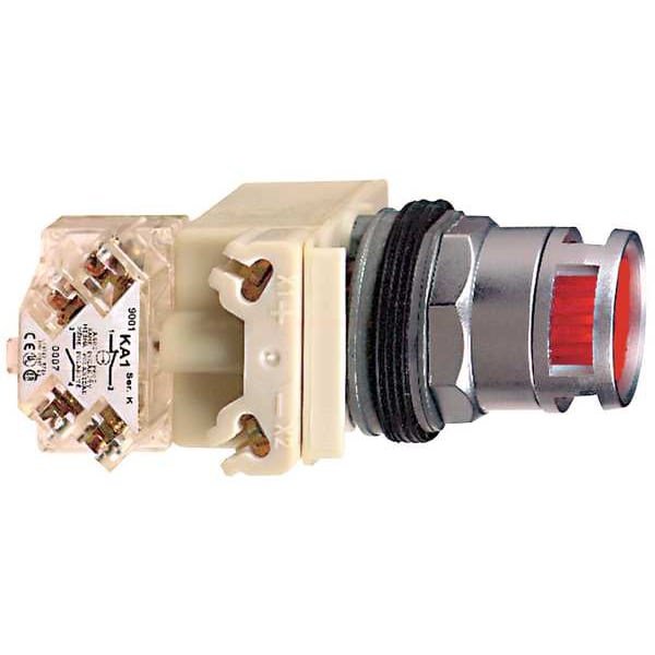 Botón pulsador iluminado de Schneider Electric, 30 mm, 1NA/1NC, Rojo - 9001K3L35LRRH13