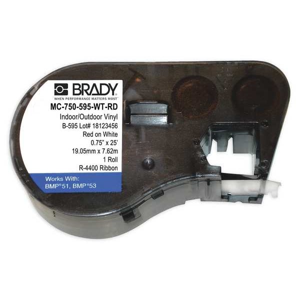 Brady Label Tape Cartridge, Black on White, Labels/Roll: Continuous - MC-750-499