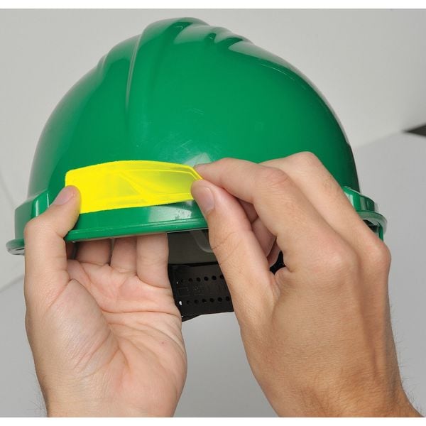 Accuform Hard Hat Label, 1 In. H, 4 In. W, PK16, LHR104GNYL - LHR104GNYL