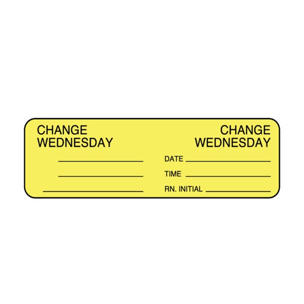 Nevs Day Change IV Tubing Label -Change Wednesday 7/8"x3" Flr Chart w/Black - NTUBE-W