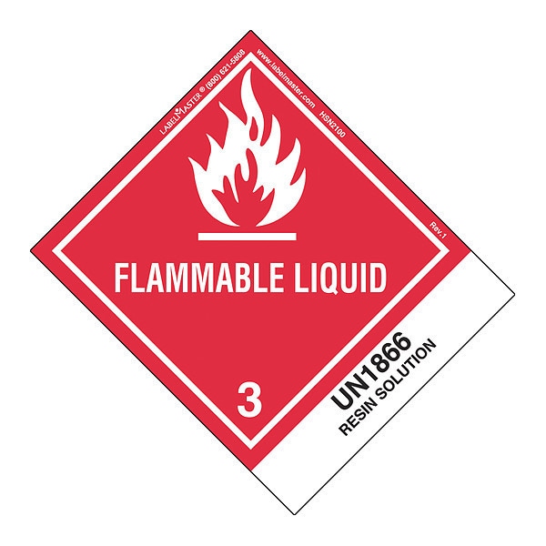 Labelmaster Flammable Liquid Label, UN1866, PK500, HSN2100 - HSN2100