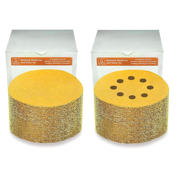 Alfa 5in x 8 A100 Hook & Loop Paper Disc Gold Aluminum Oxide - VDAG51008