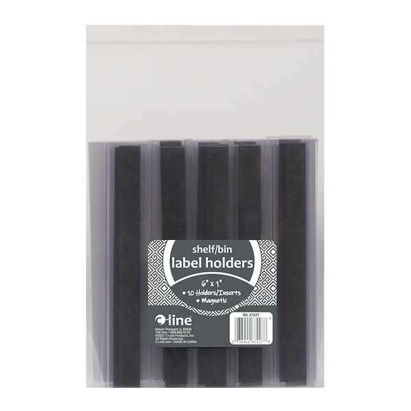 C-Line Products HOLDEX Magnetic ShelfBin Label Holders, 1  inch Magnetic Label Holder, 10PK - 87227