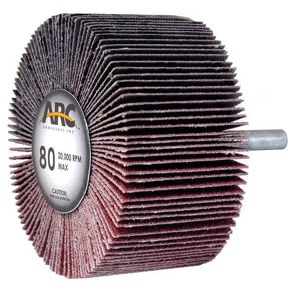 Arc Abrasives Mounted Flap Wheel, 3 in. D, 80 Grit, PK10 - 11404K