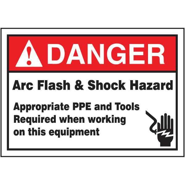 Accuform Danger Label, Arc Flash, 3-1/2x5 in, Adhesive Dura-Vinyl - LELC130