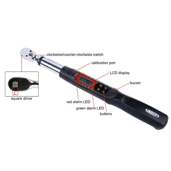 Insize Digital Torque Wrench, 1504,7521In.Lb/125.4,626.8Ft.Lb - IST-W850A