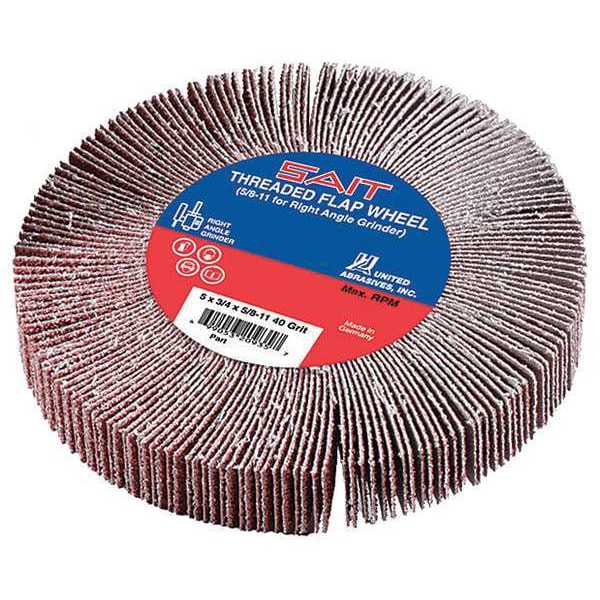 United Abrasives/Sait SAIT 72130 5/8-11 Threaded Flap Wheel 4-1/2" x 3/4" x 5/8"-11, 40 Grit - 72130