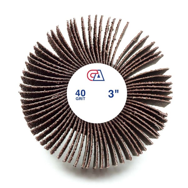 Continental Abrasives 3" x 2" x 1/4" Aluminum Oxide 40 Grit Mounted Flap Wheel - FW-32040