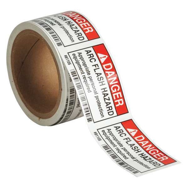 Brady Arc Flash Protection Label, 2"H x 3"W, PK100 - 81105