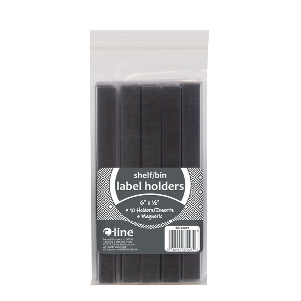 C-Line Products HOLDEX Magnetic ShelfBin Label Holders, 12  inch Magnetic Label Holder, 10PK - 87207