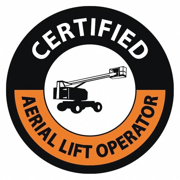Nmc Certified Aerial Lift Operator Hard Hat Label, Pk25, Material: Reflective Vinyl Sheeting - HH126R