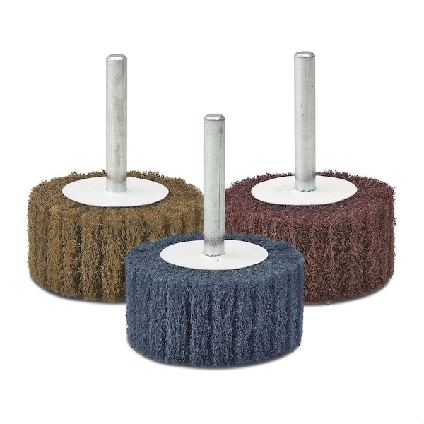 Cgw Abrasives Mounted Coated Flap Wheel, 1 in Dia Wheel, 1 in W Face, 1/4 in Dia Shank, 180 Grit, Fine Grade, Alum - 36452