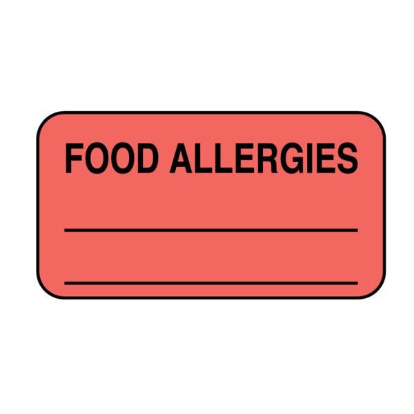 Nevs Food Allergies 7/8" x 1-5/8" Flr Red w/Black - N-4468