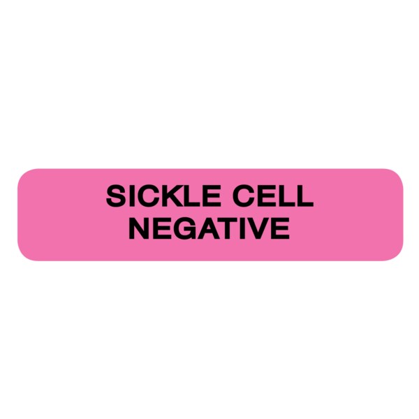 Nevs Label, Sickle Cell Negative 5/16" x 1-1/4" Flr Pink w/Black - LBW-0011
