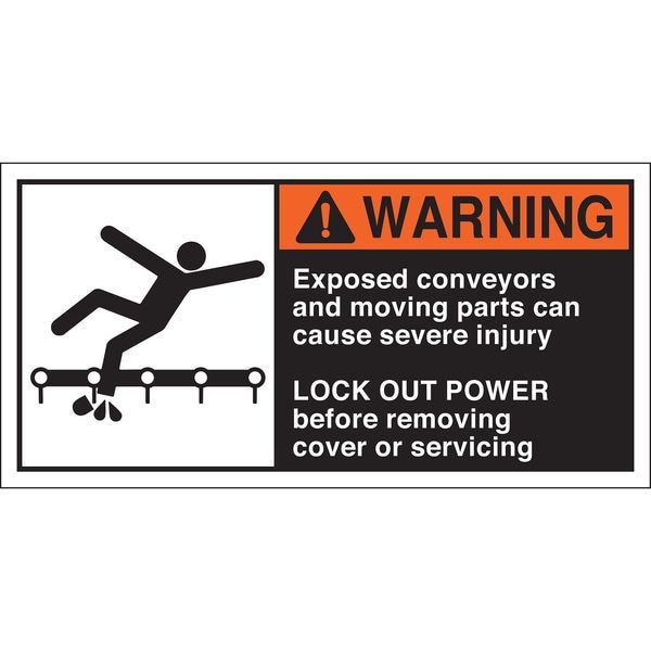 Brady Warning Label, 2-1/2inHx5inW, HP Poly., PK5, 96164 - 96164