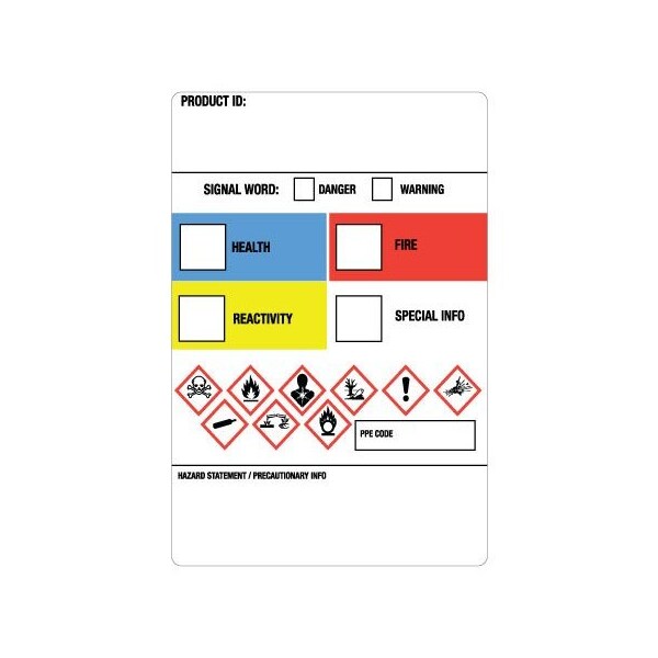 Labeltac GHS Secondary Container Labels 3in x 5in, 100 labels - LT35GHS-SND