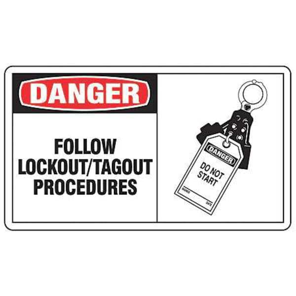 Accuform Safety Label, 3 1/2 in Height, 5 in English, LLKT003VSP - LLKT003VSP