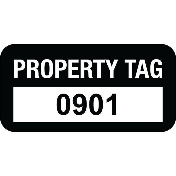 Lustre-Cal VOID Label PROPERTY TAG Black 1.50in x 0.75in  Serialized 0901-1000, 100PK - 253774VO1K0901