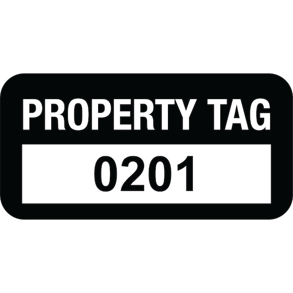 Lustre-Cal VOID Label PROPERTY TAG Black 1.50in x 0.75in  Serialized 0201-0300, 100PK - 253774VO1K0201