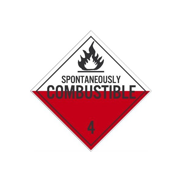 Nmc Spontaneously Combustible 4 Dot Placard Sign, Pk25, Mounting Style: Adhesive-Backed - DL48PR25