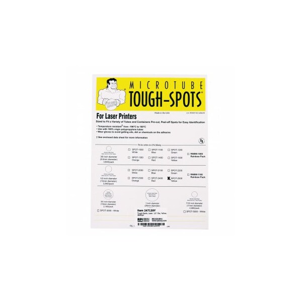Diversified Biotech Tough-Spots, Laser, 1/2" Dia, Yellow, 3840/pk, 3840PK - 247139Y