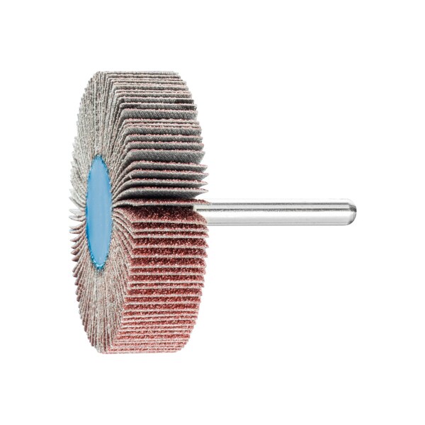 Pferd 2-1/2" x 1/2" Mounted Flap Wheel - 1/4" Shank - Aluminum Oxide - 60 Grit - 45264