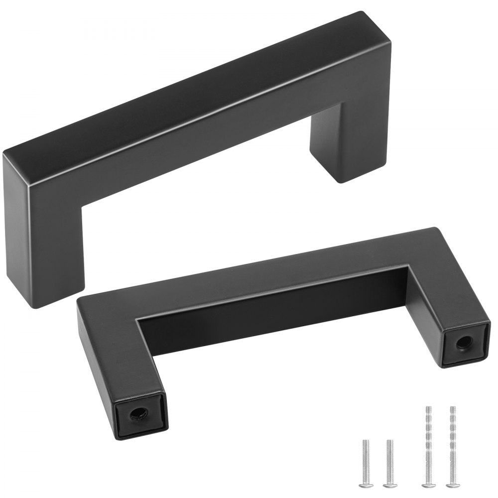 VEVOR 10 Pack Cabinet Pulls, 3in / 76mm Center to Center Slim Square Kitchen Cabinet Drawer, Stainless Steel Modern Kitchen Cupboard Door Handles for Kitchen Bathroom Bar Hardware Matte Black - CJLSBXGPS10PELQO0V0